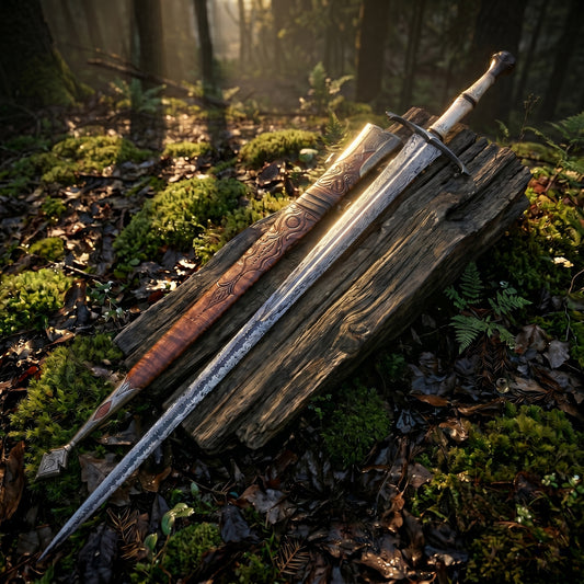Handmade damascus steel medieval viking sword, bone handle, fantasy cosplay act longsword, personalized engraved collectible