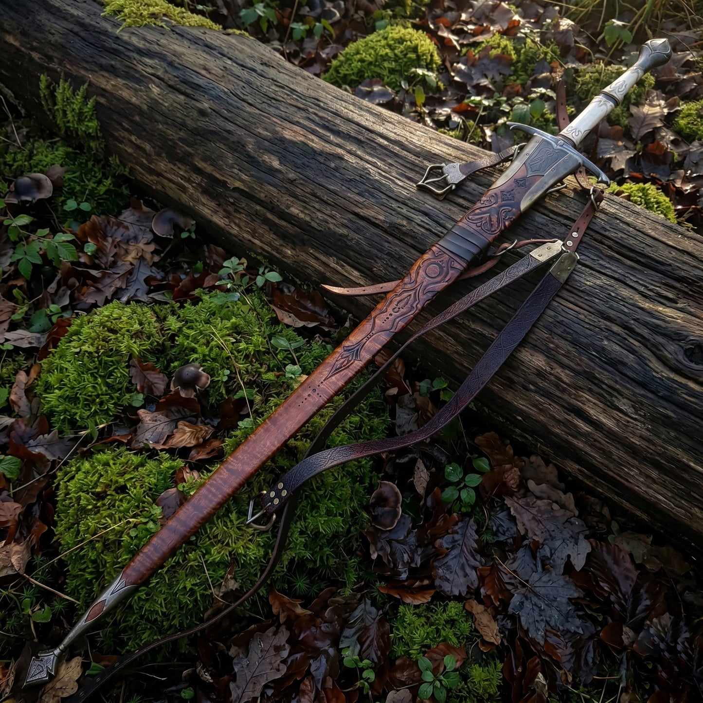 Handmade damascus steel medieval viking sword, bone handle, fantasy cosplay act longsword, personalized engraved collectible