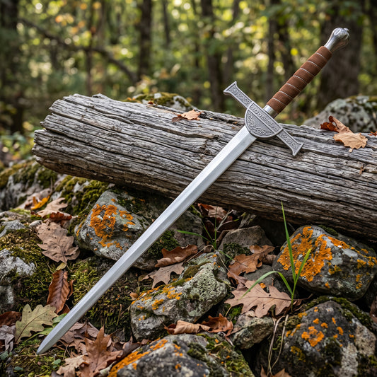 Scottish clan sword with leather scabbard