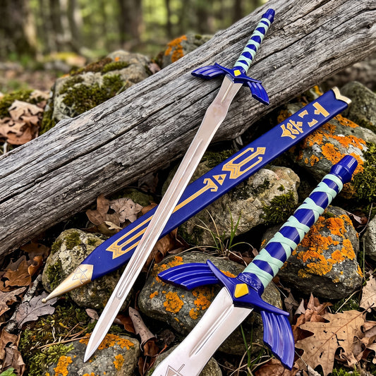 Fantasy hero sword with ornamental winged guard