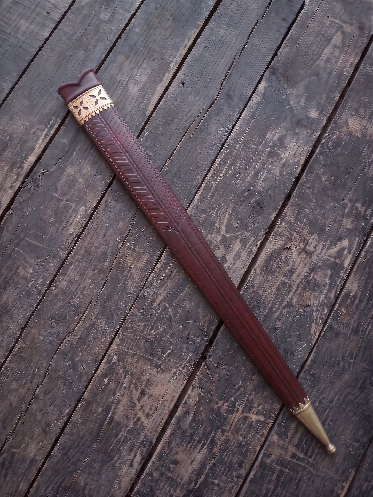 Handmade Medieval Knightly Arming Sword Double Edged Steel Blade, Leather Scabbard