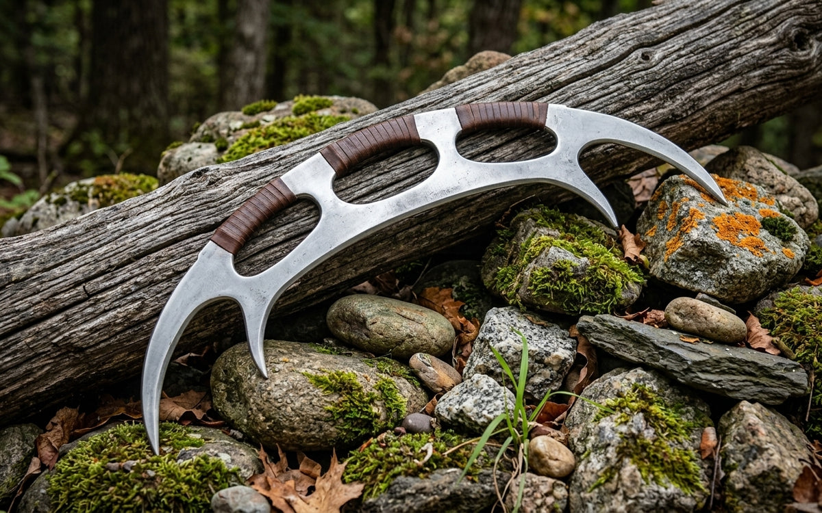 Futuristic display sword showing curved profile