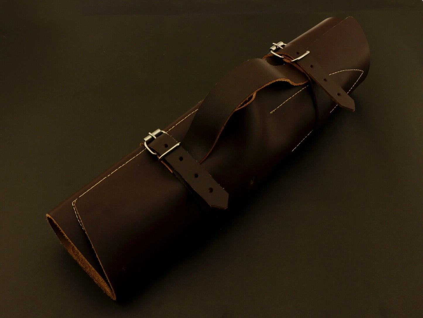 Handmade 5 piece Damascus steel chef knife set with hand forged 512 layer blades and a premium leather carrying case.