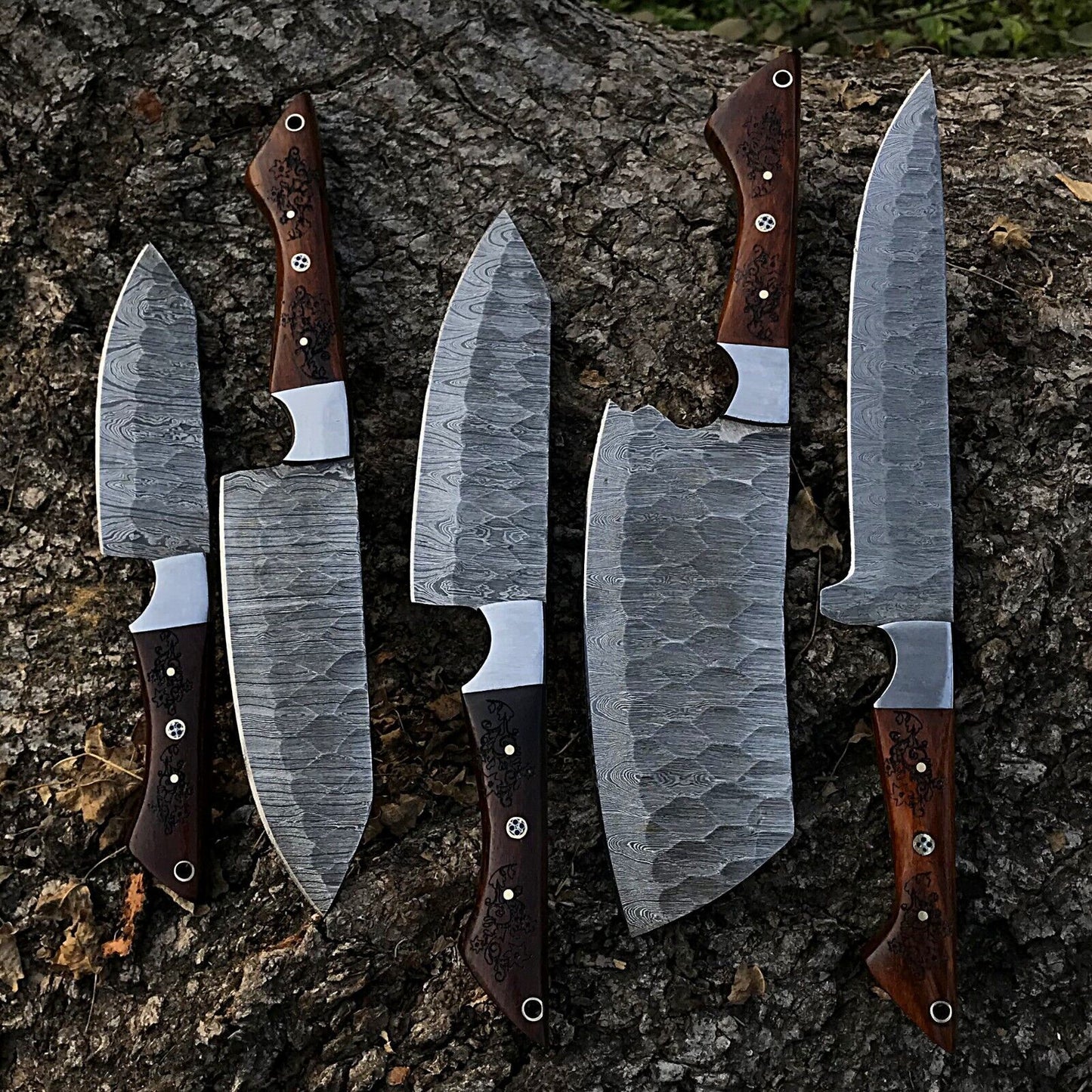 High carbon Damascus steel chef knife blade showing professional satin polish and sharp edge profile.
