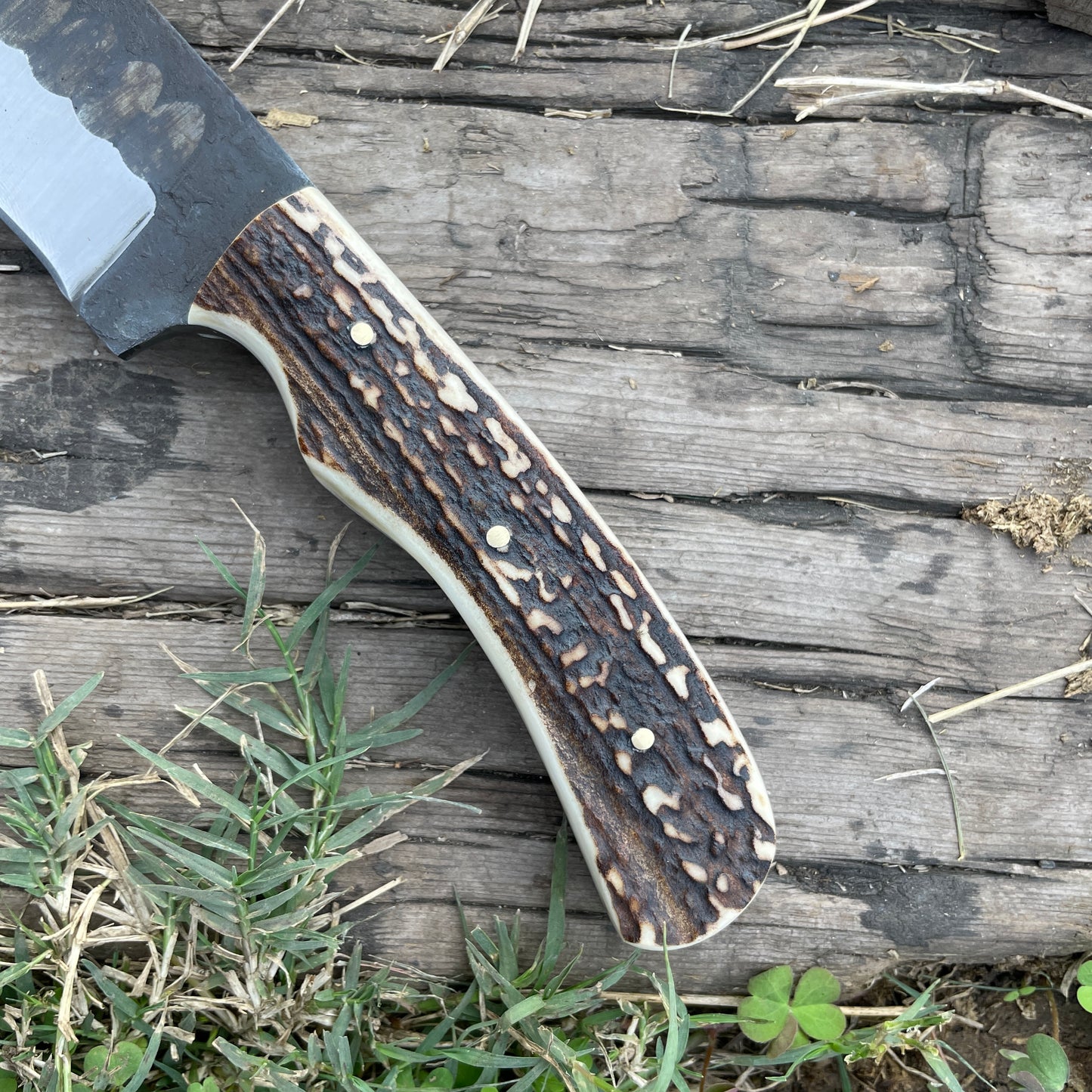 Custom 13" Crown Stag Bowie Knife, Premium Fixed Blade Hunting Knife