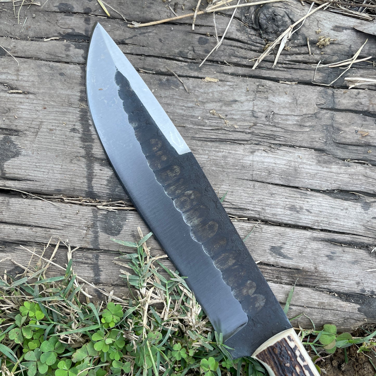 Custom 13" Crown Stag Bowie Knife, Premium Fixed Blade Hunting Knife
