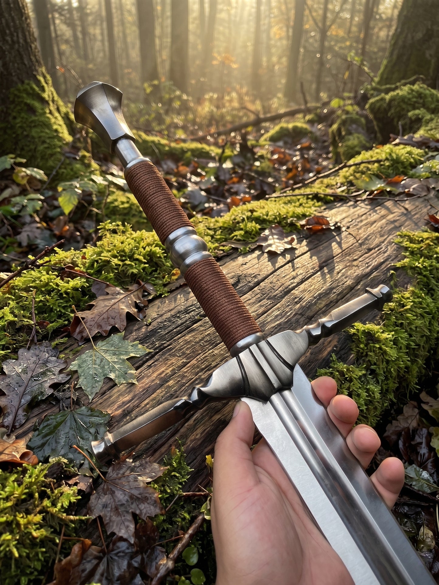 Personalized Handmade Viking Sword, Medieval Norse Longsword with wood scabbard, double edge high carbon steel greatsword, engraved fantasy