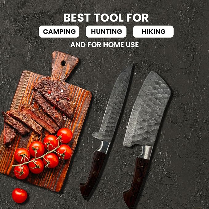 5 Pieces Damascus Knife Set, Chef Knife and Cleaver