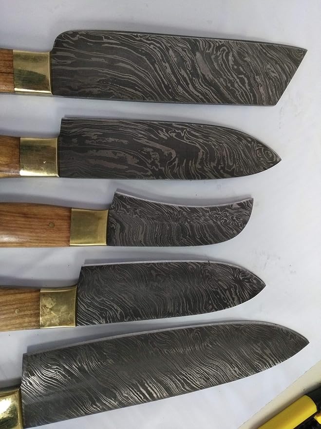 5 Pieces Damascus Knife Set with Curved Peeling Knife