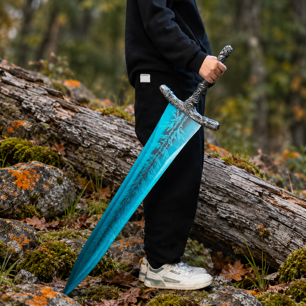 Handmade steel fantasy greatsword full view