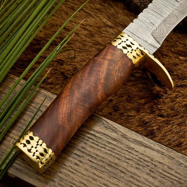 13 Inch Damascus Steel Bowie Knife with Rosewood Handle