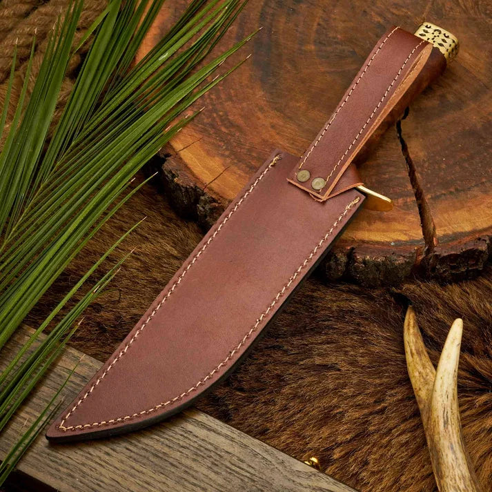 13 Inch Damascus Steel Bowie Knife with Rosewood Handle