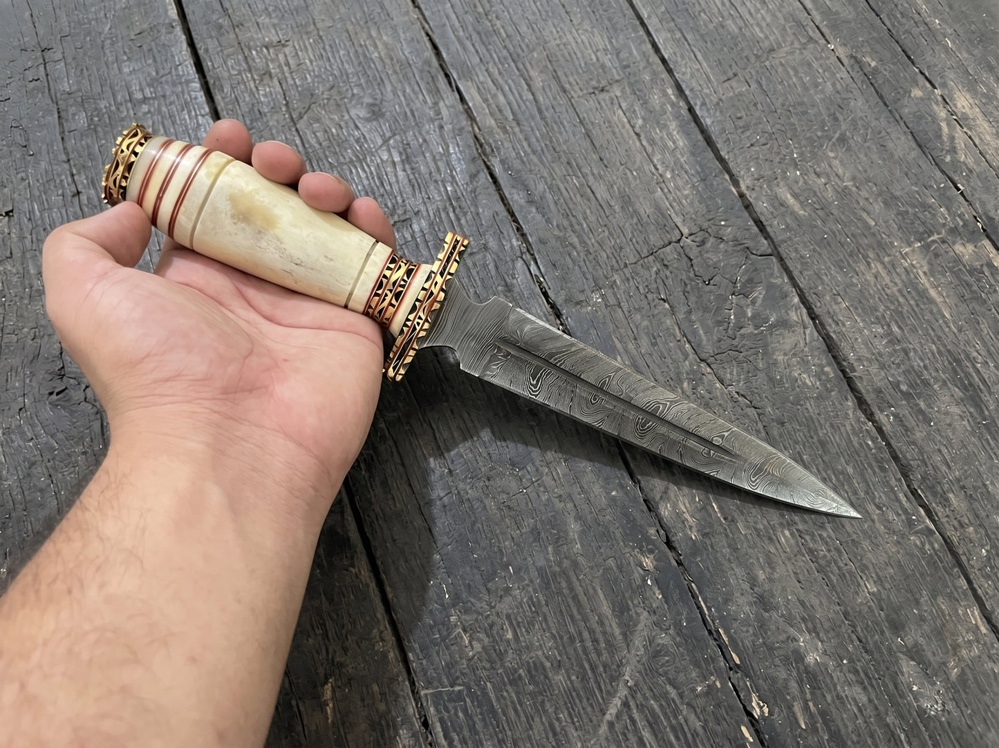 Handmade Damascus Steel Athame Knife, Resin Handle, Personalized Engraved Display Collectible Gift