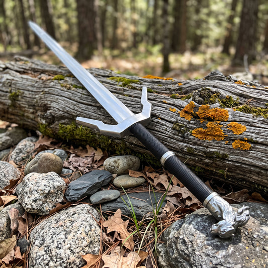 Medieval foam sword with decorative wolf pommel