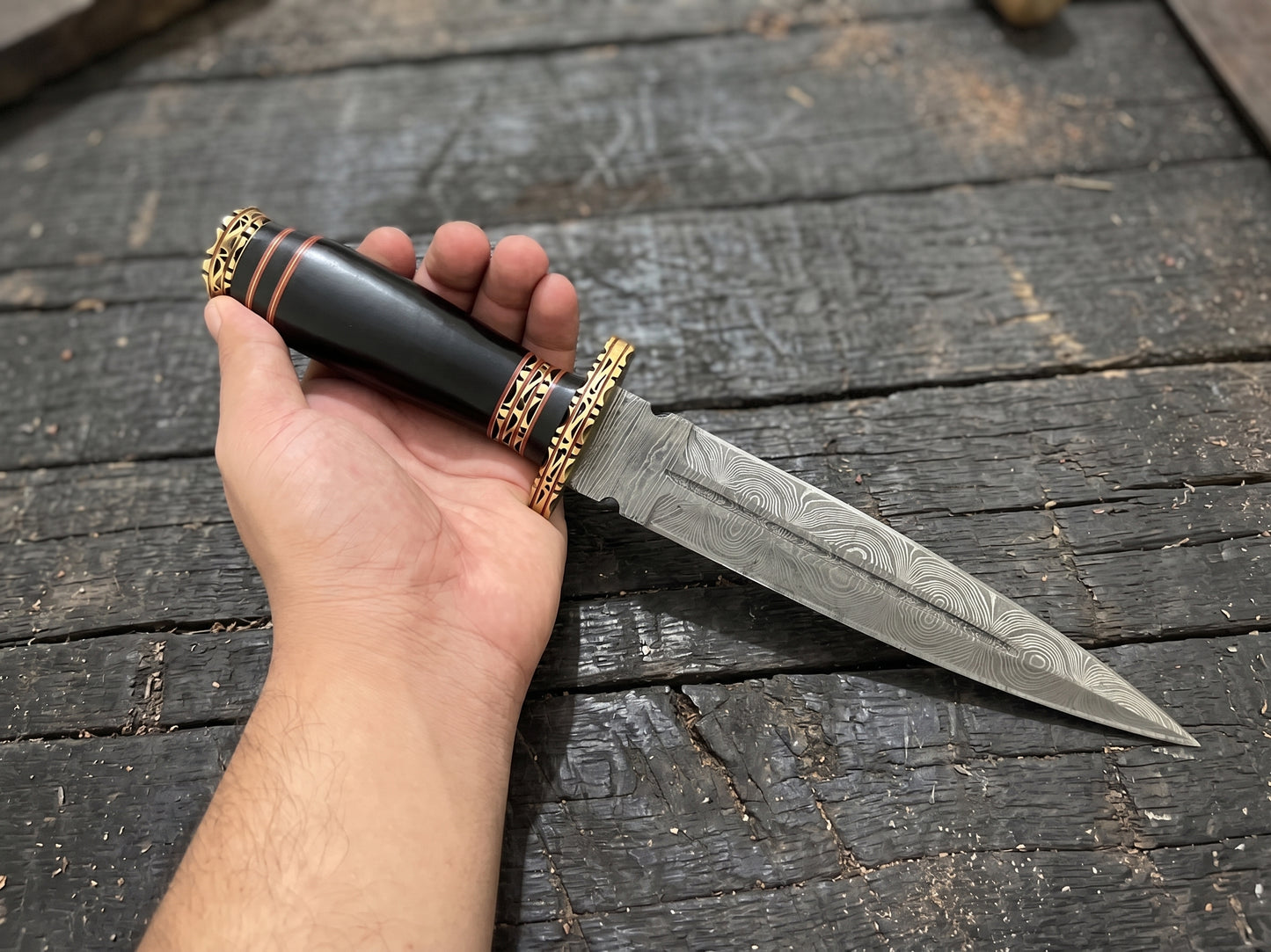 Handmade Damascus Steel Athame Knife, Resin Handle, Personalized Engraved Display Collectible Gift