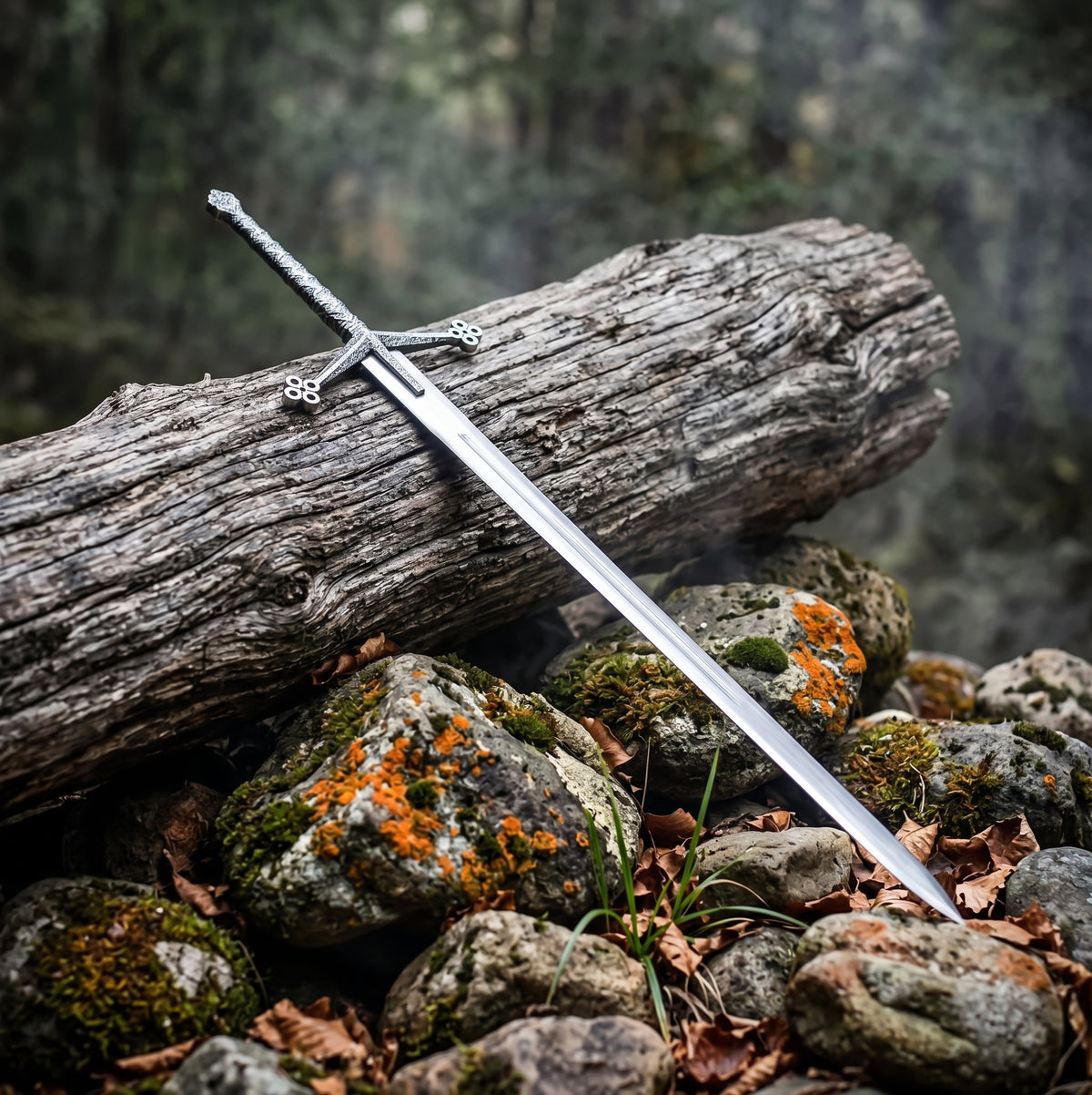 Scottish claymore sword with leather scabbard
