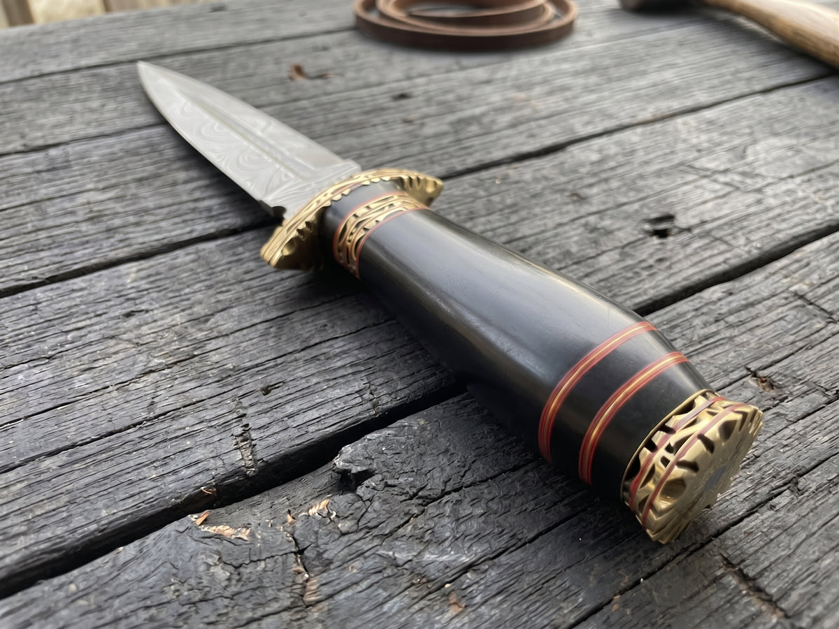 Handmade Damascus Steel Athame Knife, Resin Handle, Personalized Engraved Display Collectible Gift