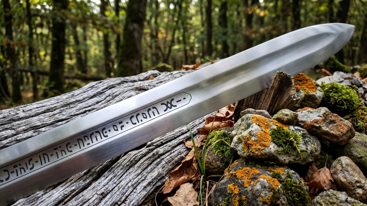 Decorative steel sword with engraved details