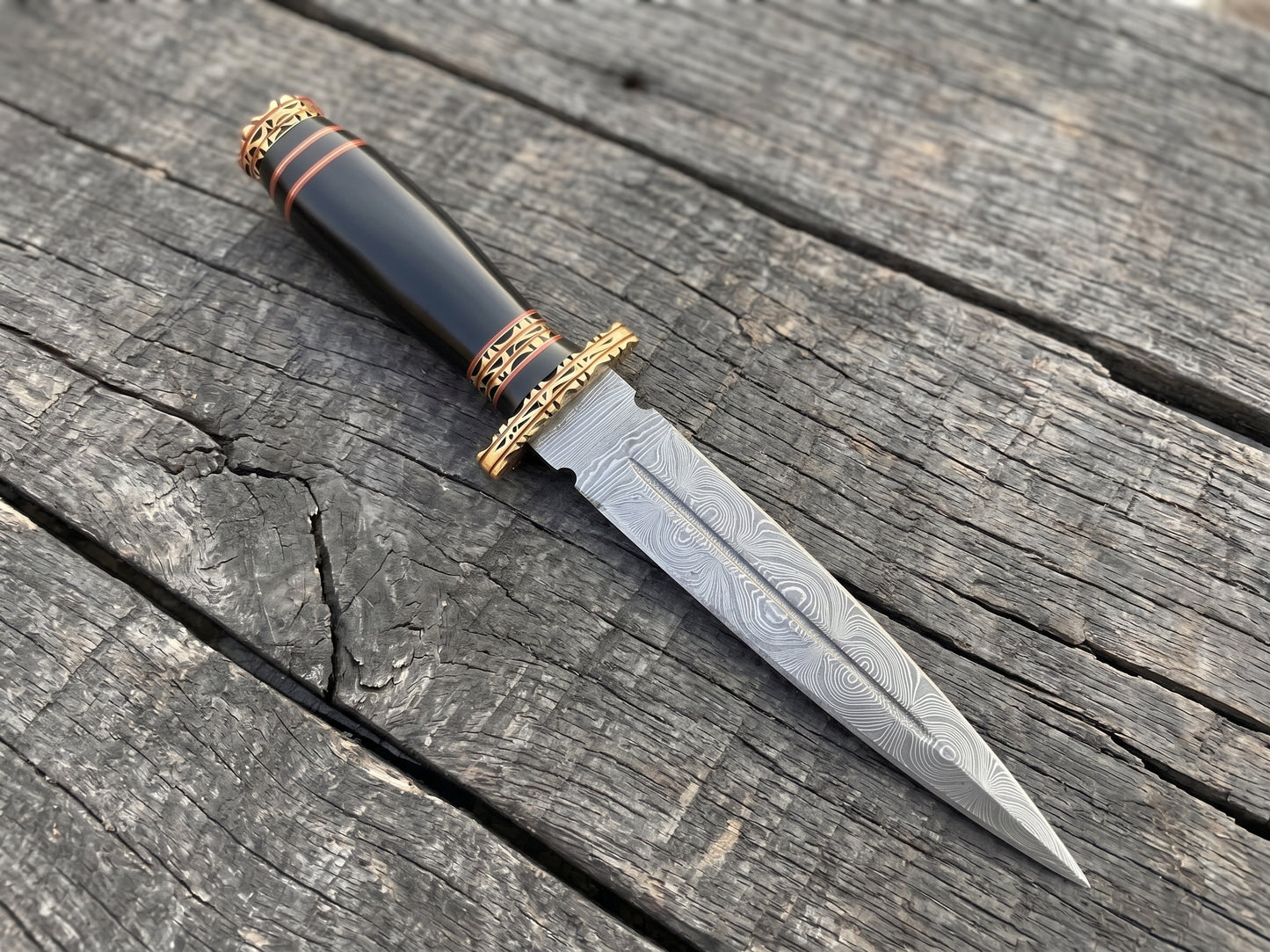 Handmade Damascus Steel Athame Knife, Resin Handle, Personalized Engraved Display Collectible Gift