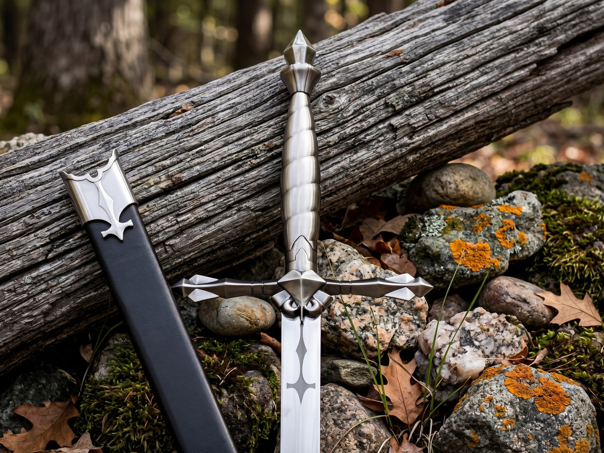 Handmade Gothic sword on plain background