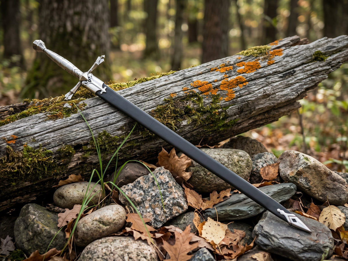 Gothic fantasy longsword showing hilt detail