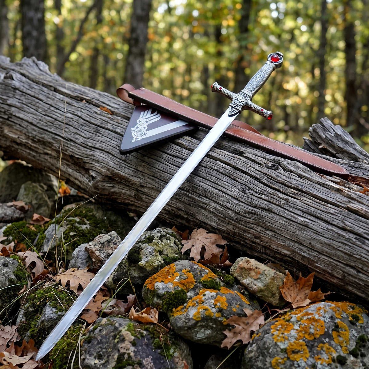 Fantasy wizard sword with decorative jeweled hilt