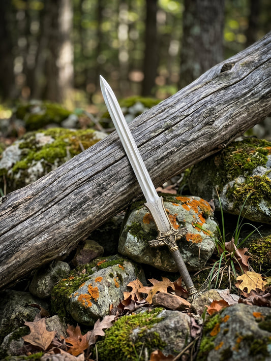 Fantasy barbarian sword with rune engraving