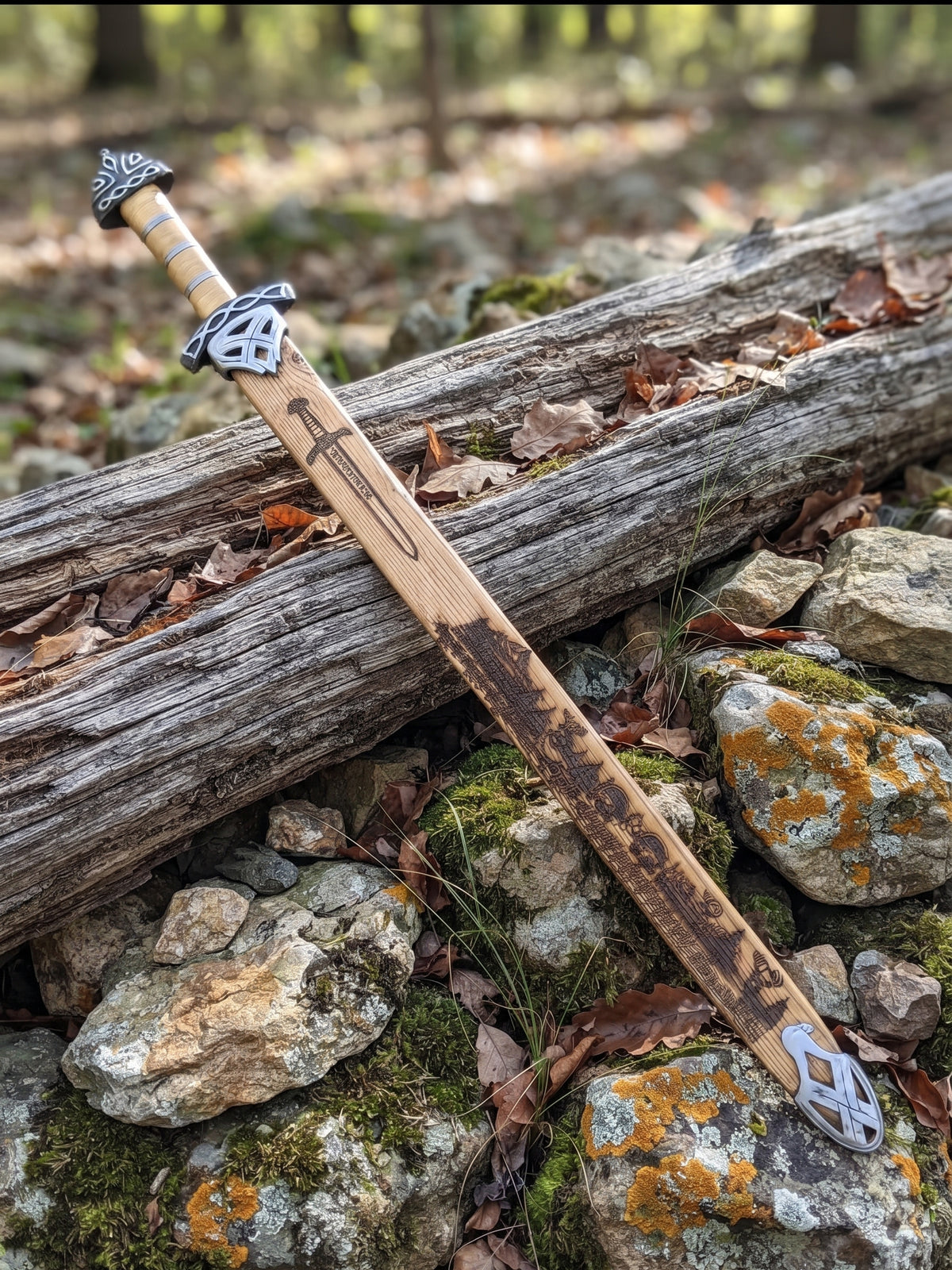 Viking inspired sword crossguard with interlaced ornamental detailing