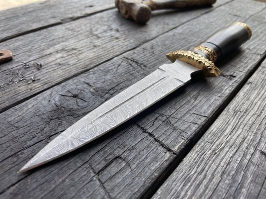 Handmade Damascus Steel Athame Knife, Resin Handle, Personalized Engraved Display Collectible Gift