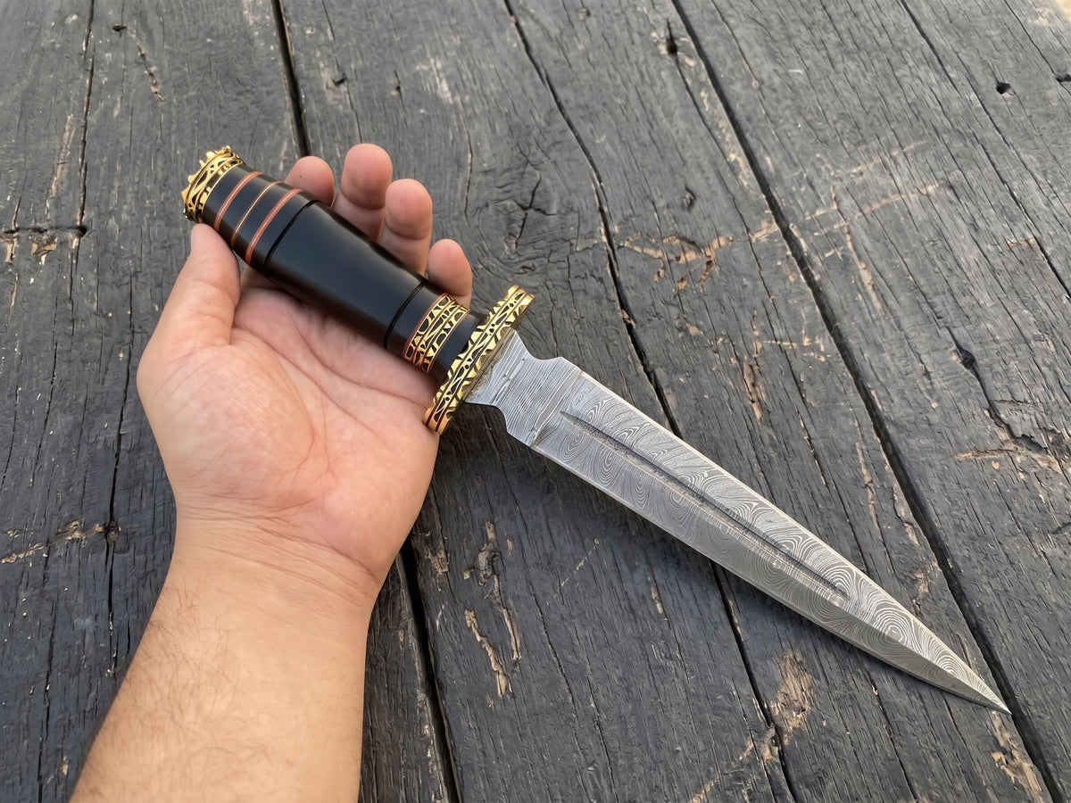 Handmade Damascus Steel Athame Knife, Resin Handle, Personalized Engraved Display Collectible Gift