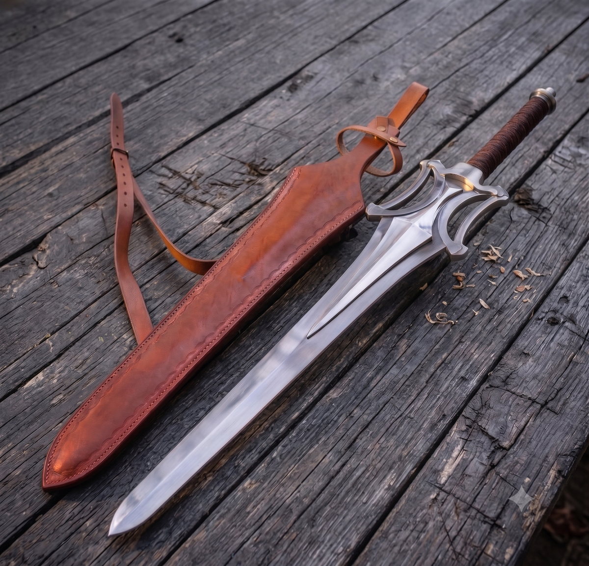 Handmade HeMan Power Sword Replica, Stainless Steel Cosplay Prop, Leather Sheath