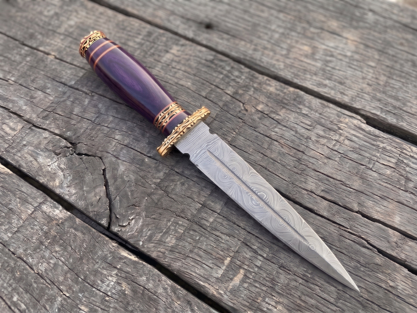 Handmade Damascus Steel Athame Knife, Resin Handle, Personalized Engraved Display Collectible Gift