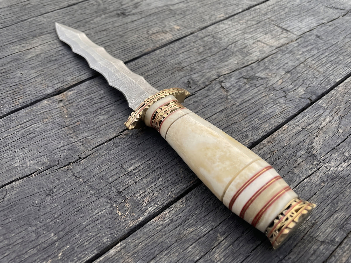 Handmade Damascus Steel Athame Knife, Resin Handle, Personalized Engraved Display Collectible Gift