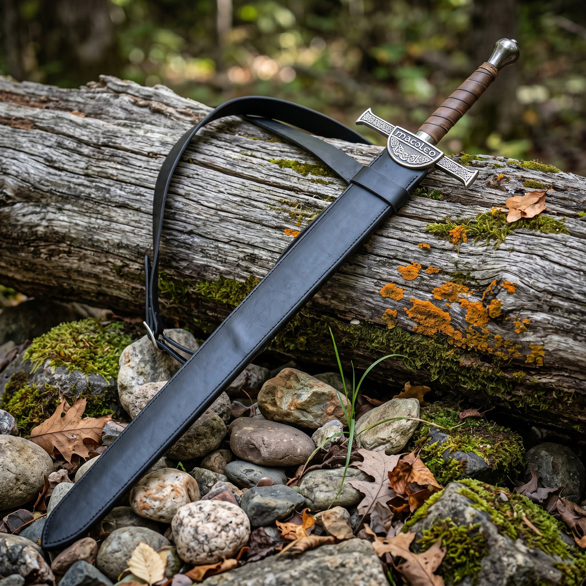 Handmade Highland inspired sword on plain background