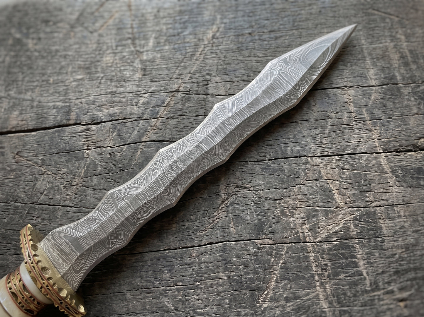 Handmade Damascus Steel Athame Knife, Resin Handle, Personalized Engraved Display Collectible Gift