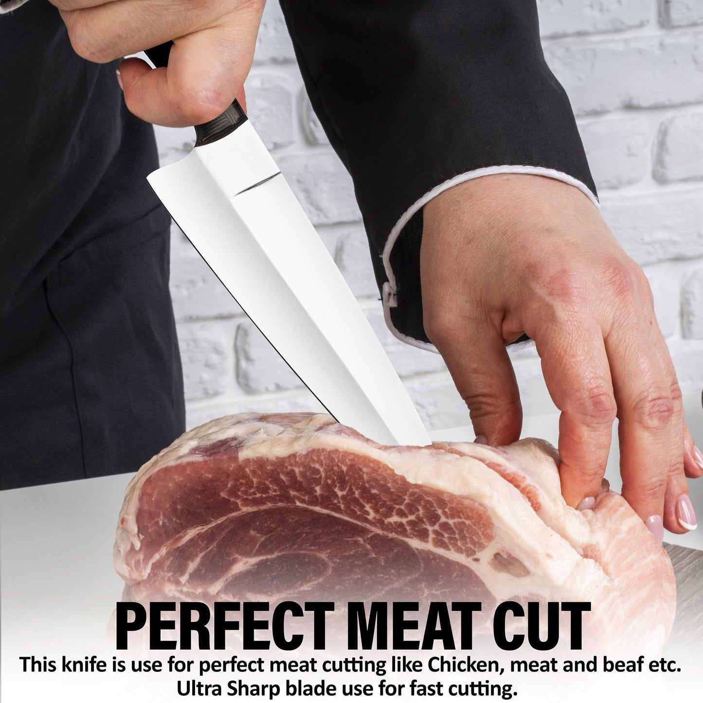 Professional Stainless Steel Chef Knife, 13 Inch High Carbon Blade, 8 Inch Sharp High Polish Kitchen Knife with Micarta Handle for Meat Cutting & Cooking
