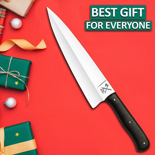Professional Stainless Steel Chef Knife, 13 Inch High Carbon Blade, 8 Inch Sharp High Polish Kitchen Knife with Micarta Handle for Meat Cutting & Cooking