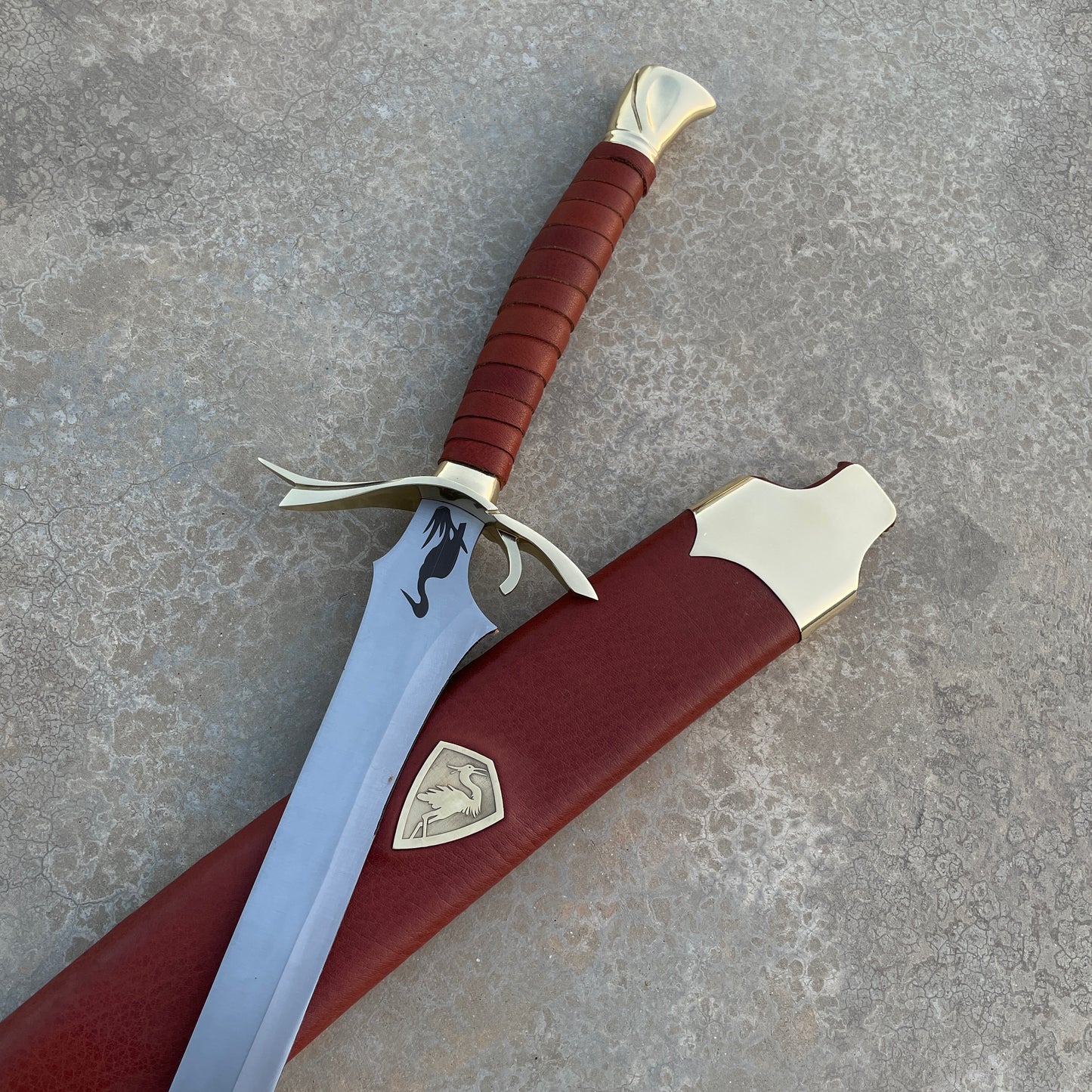 Custom Handmade Heron Marked Sword with Scabbard, Best Gift For Christmas,Halloween Gift