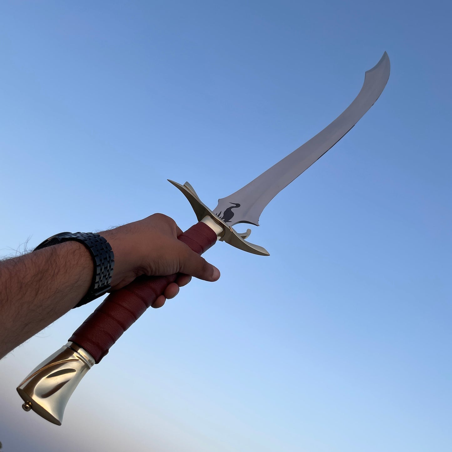 Custom Handmade Heron Marked Sword with Scabbard, Best Gift For Christmas,Halloween Gift