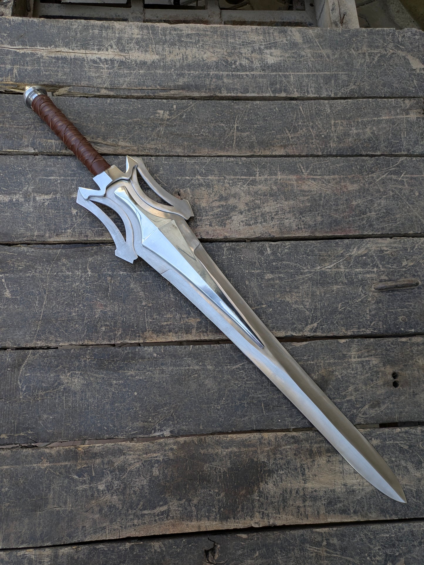 Handmade HeMan Power Sword Replica, Stainless Steel Cosplay Prop, Leather Sheath