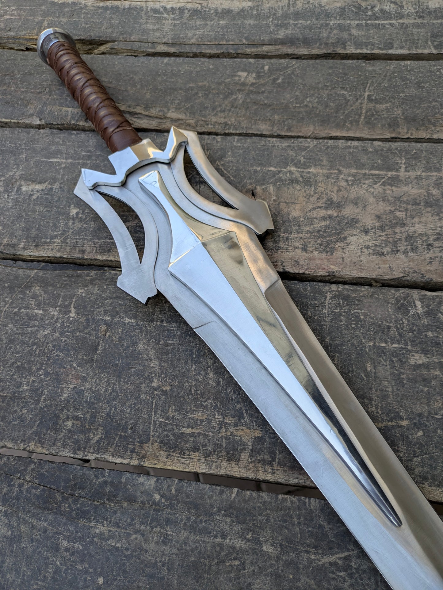 Handmade HeMan Power Sword Replica, Stainless Steel Cosplay Prop, Leather Sheath