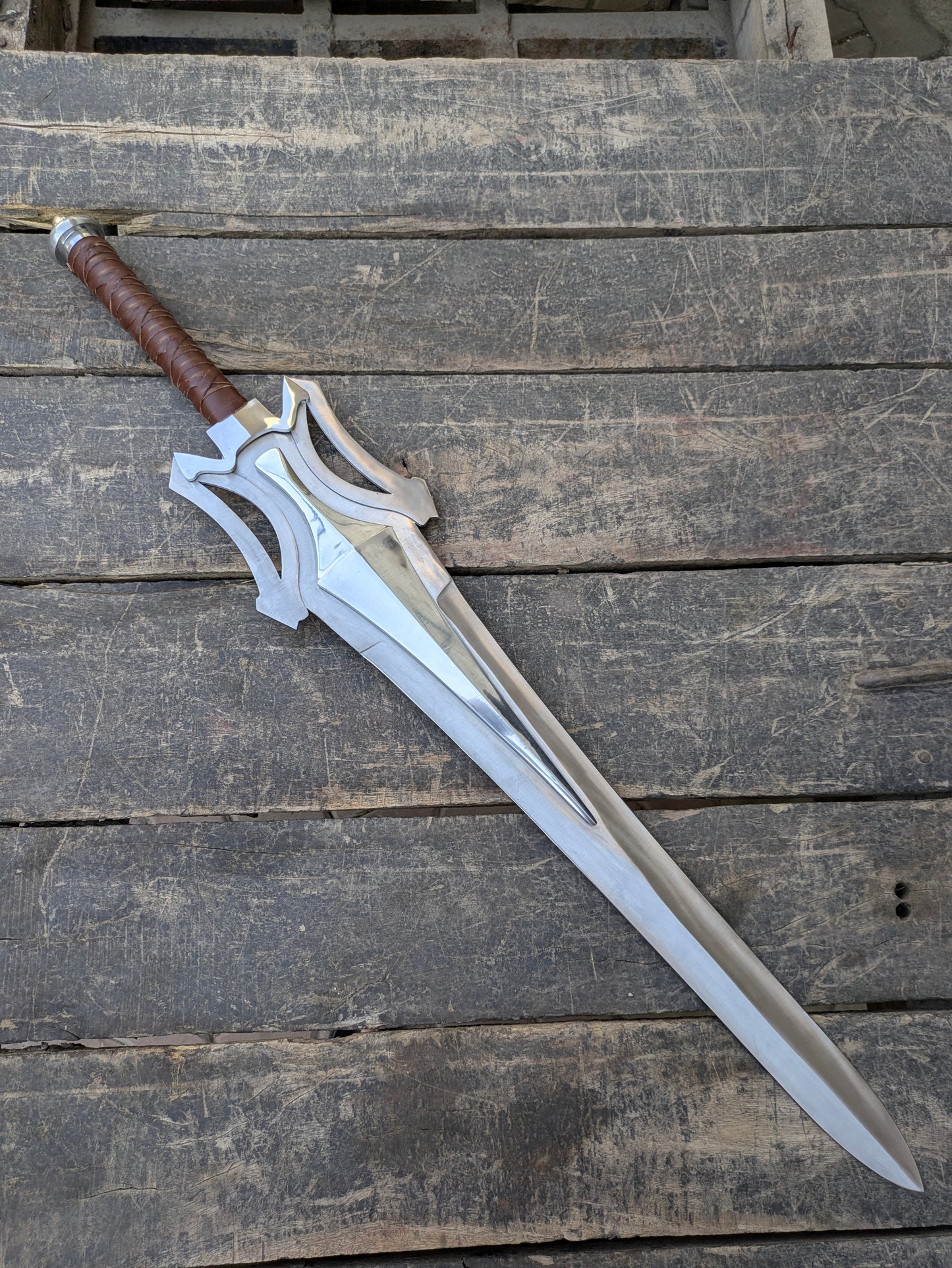Handmade HeMan Power Sword Replica, Stainless Steel Cosplay Prop, Leather Sheath