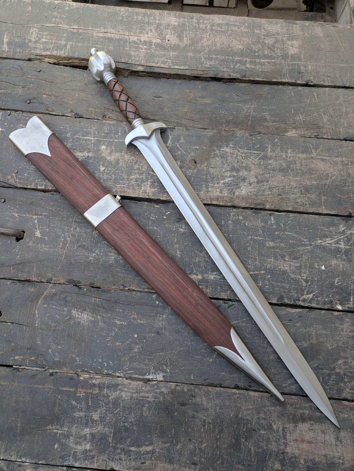 Handmade High Carbon Steel Medieval Short Sword with Wooden Scabbard | Viking Inspired Display Sword | Cosplay Collector Replica