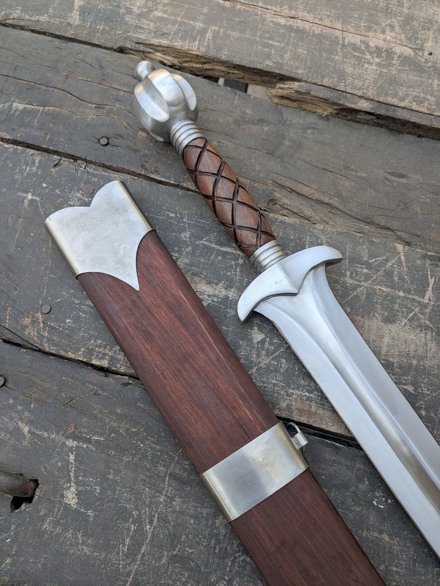 Handmade High Carbon Steel Medieval Short Sword with Wooden Scabbard | Viking Inspired Display Sword | Cosplay Collector Replica