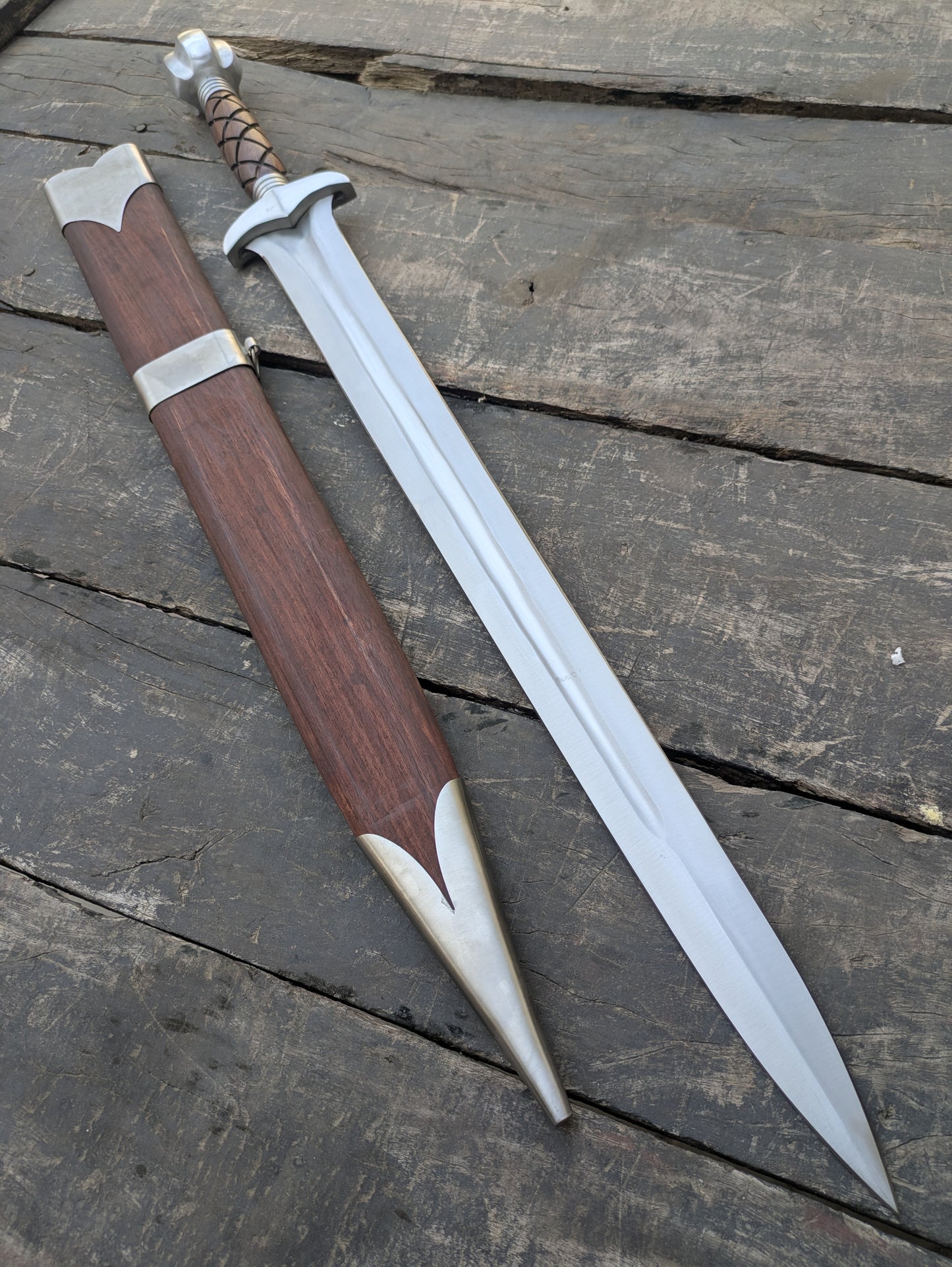 Handmade High Carbon Steel Medieval Short Sword with Wooden Scabbard | Viking Inspired Display Sword | Cosplay Collector Replica