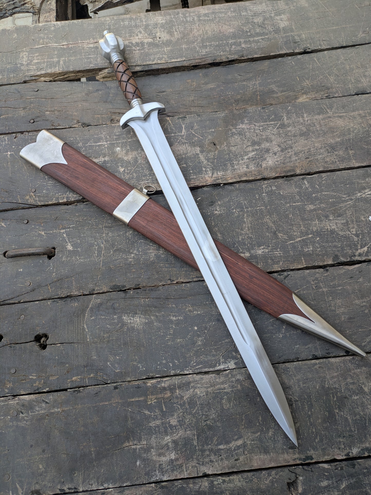 Handmade High Carbon Steel Medieval Short Sword with Wooden Scabbard | Viking Inspired Display Sword | Cosplay Collector Replica