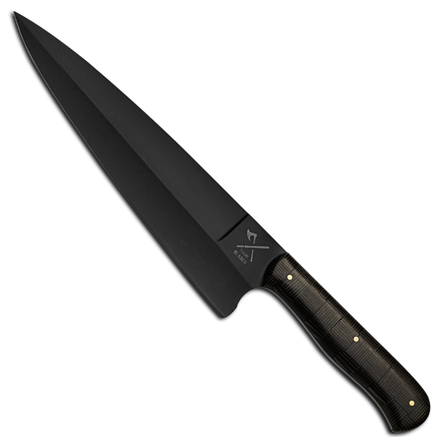 Professional Powder Coated Chef Knife, 13 Inch High Carbon Blade, 8 Inch Sharp Kitchen Knife with Micarta Handle for Meat Cutting & Cooking
