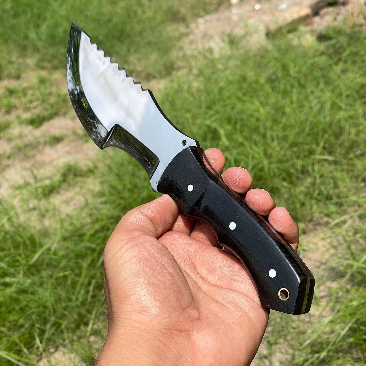 Handmade Tracker Hunting Knife, 6″ Stainless Steel Blade, 5″ Micarta Handle, Full Tang Outdoor Survival Knife