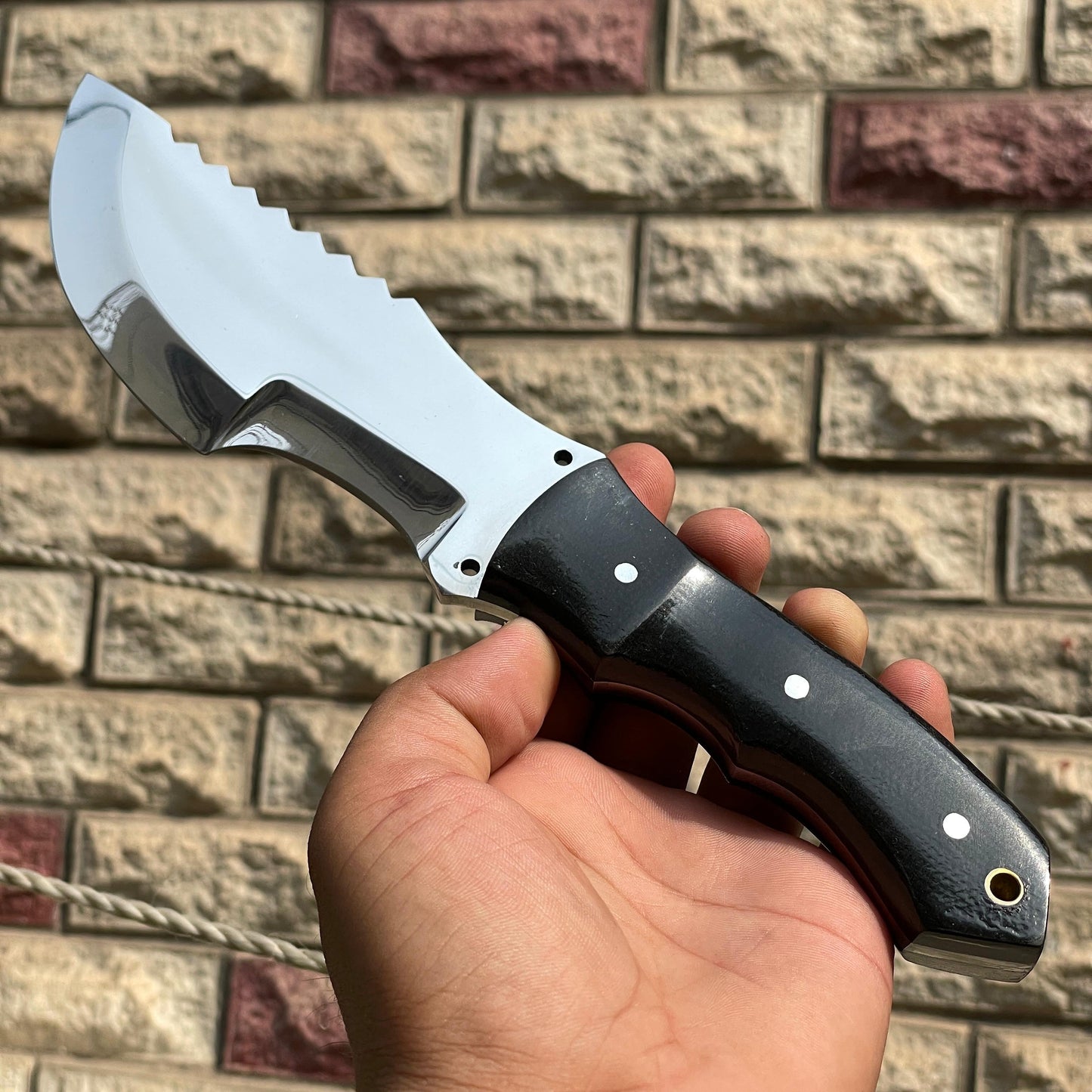 Handmade Tracker Hunting Knife, 6″ Stainless Steel Blade, 5″ Micarta Handle, Full Tang Outdoor Survival Knife