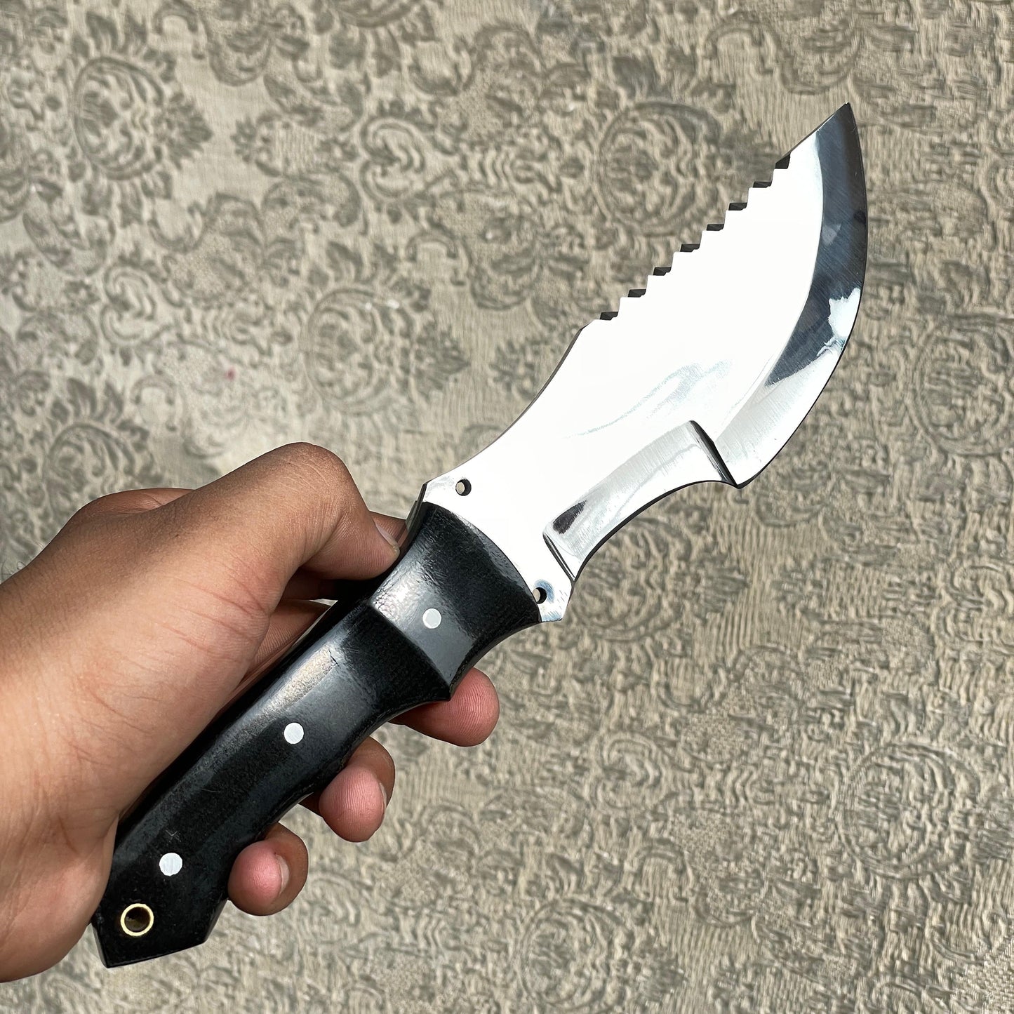 Handmade Tracker Hunting Knife, 6″ Stainless Steel Blade, 5″ Micarta Handle, Full Tang Outdoor Survival Knife